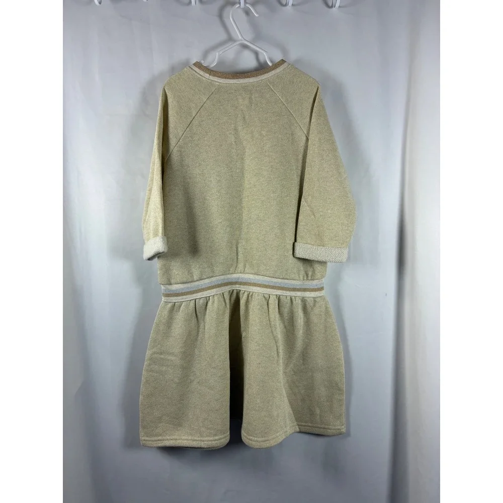 Gymboree Girls Gold Metallic Shimmer Sweatshirt Dress Pockets‎ Size M 7-8 NWT